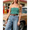 image:imageIWOLLENCE Womens Tube Tops Flowy Pleated Strapless Top Long Sleeveless Bandeau Tanks Cute Beach Coverups SummerC Blue Green