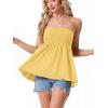 image:imageIWOLLENCE Womens Tube Tops Flowy Pleated Strapless Top Long Sleeveless Bandeau Tanks Cute Beach Coverups SummerC Yellow