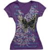 image:imageIWOLLENCE Womens Y2K Gothic Shirts V Neck Cap Short Sleeve Vintage Grahipc Tees 2000s Alternative Slim Fit Grunge Punk TopsApurple Butterfly