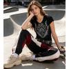 image:imageIWOLLENCE Womens Y2K Gothic Shirts V Neck Cap Short Sleeve Vintage Grahipc Tees 2000s Alternative Slim Fit Grunge Punk TopsBblack Rose