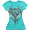 image:imageIWOLLENCE Womens Y2K Gothic Shirts V Neck Cap Short Sleeve Vintage Grahipc Tees 2000s Alternative Slim Fit Grunge Punk TopsBblue Green Rose