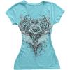 image:imageIWOLLENCE Womens Y2K Gothic Shirts V Neck Cap Short Sleeve Vintage Grahipc Tees 2000s Alternative Slim Fit Grunge Punk TopsBblue Rose