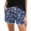 image:imageIWOLLENCE Womens Checkered Shorts Elastic Waist with Drawstring Plaid Short Pants Beach Summer with PocketsFlblue Hibiscus