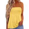 image:imageIWOLLENCE Womens Tube Tops Flowy Pleated Strapless Top Long Sleeveless Bandeau Tanks Cute Beach Coverups SummerC Yellow
