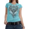 image:imageIWOLLENCE Womens Y2K Gothic Shirts V Neck Cap Short Sleeve Vintage Grahipc Tees 2000s Alternative Slim Fit Grunge Punk TopsBblue Rose