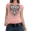 image:imageIWOLLENCE Womens Y2K Gothic Shirts V Neck Cap Short Sleeve Vintage Grahipc Tees 2000s Alternative Slim Fit Grunge Punk TopsCpink Wings