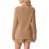 image:imageIWOLLENCE Womens 2 Piece Swimsuit Cover Up Waffle Cardigan Tops and Shorts with Pockets Sets Bathing Suit Beach OutfitCkhaki