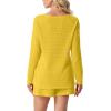 image:imageIWOLLENCE Womens 2 Piece Swimsuit Cover Up Waffle Cardigan Tops and Shorts with Pockets Sets Bathing Suit Beach OutfitCyellow