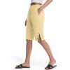 image:imageIWOLLENCE Womens Casual Summer Bermuda Shorts Side Split Button Deco Knee Length Long Shorts with PocketsCbutter Yellow