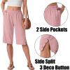 image:imageIWOLLENCE Womens Casual Summer Bermuda Shorts Side Split Button Deco Knee Length Long Shorts with PocketsCpink
