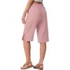 image:imageIWOLLENCE Womens Casual Summer Bermuda Shorts Side Split Button Deco Knee Length Long Shorts with PocketsCpink