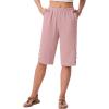 image:imageIWOLLENCE Womens Casual Summer Bermuda Shorts Side Split Button Deco Knee Length Long Shorts with PocketsCpink