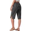 image:imageIWOLLENCE Womens Casual Summer Bermuda Shorts Side Split Button Deco Knee Length Long Shorts with PocketsFpblack Stripe