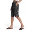 image:imageIWOLLENCE Womens Casual Summer Bermuda Shorts Side Split Button Deco Knee Length Long Shorts with PocketsFpblack Stripe
