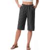 image:imageIWOLLENCE Womens Casual Summer Bermuda Shorts Side Split Button Deco Knee Length Long Shorts with PocketsFpblack Stripe