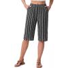 image:imageIWOLLENCE Womens Casual Summer Bermuda Shorts Side Split Button Deco Knee Length Long Shorts with PocketsFpblack Stripe Geometry