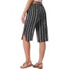 image:imageIWOLLENCE Womens Casual Summer Bermuda Shorts Side Split Button Deco Knee Length Long Shorts with PocketsFpblack Stripe Geometry