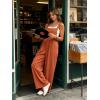 image:imageIWOLLENCE Womens Loose Checkered Overalls Wide Straight Leg Jumpers and Rompers Y2K Sleeveless Jumpsuits with PocketsCdark Orange