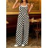image:imageIWOLLENCE Womens Loose Checkered Overalls Wide Straight Leg Jumpers and Rompers Y2K Sleeveless Jumpsuits with PocketsCkbig Black White