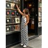 image:imageIWOLLENCE Womens Loose Checkered Overalls Wide Straight Leg Jumpers and Rompers Y2K Sleeveless Jumpsuits with PocketsCkbig Black White