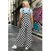 image:imageIWOLLENCE Womens Loose Checkered Overalls Wide Straight Leg Jumpers and Rompers Y2K Sleeveless Jumpsuits with PocketsCkbig Black White