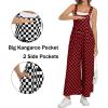 image:imageIWOLLENCE Womens Loose Checkered Overalls Wide Straight Leg Jumpers and Rompers Y2K Sleeveless Jumpsuits with PocketsCkblack Red
