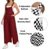 image:imageIWOLLENCE Womens Loose Checkered Overalls Wide Straight Leg Jumpers and Rompers Y2K Sleeveless Jumpsuits with PocketsCkblack Red