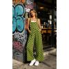 image:imageIWOLLENCE Womens Loose Checkered Overalls Wide Straight Leg Jumpers and Rompers Y2K Sleeveless Jumpsuits with PocketsCkblack Yellow