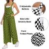 image:imageIWOLLENCE Womens Loose Checkered Overalls Wide Straight Leg Jumpers and Rompers Y2K Sleeveless Jumpsuits with PocketsCkblack Yellow