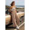 image:imageIWOLLENCE Womens Loose Checkered Overalls Wide Straight Leg Jumpers and Rompers Y2K Sleeveless Jumpsuits with PocketsCkbrown White