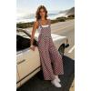 image:imageIWOLLENCE Womens Loose Checkered Overalls Wide Straight Leg Jumpers and Rompers Y2K Sleeveless Jumpsuits with PocketsCkdark Pink Green