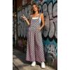 image:imageIWOLLENCE Womens Loose Checkered Overalls Wide Straight Leg Jumpers and Rompers Y2K Sleeveless Jumpsuits with PocketsCkdark Pink Green