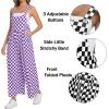 image:imageIWOLLENCE Womens Loose Checkered Overalls Wide Straight Leg Jumpers and Rompers Y2K Sleeveless Jumpsuits with PocketsCkpurple White