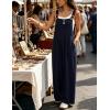 image:imageIWOLLENCE Womens Loose Checkered Overalls Wide Straight Leg Jumpers and Rompers Y2K Sleeveless Jumpsuits with PocketsCnavy Blue