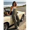 image:imageIWOLLENCE Womens Loose Checkered Overalls Wide Straight Leg Jumpers and Rompers Y2K Sleeveless Jumpsuits with PocketsFpbrown Green