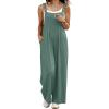image:imageIWOLLENCE Womens Loose Checkered Overalls Wide Straight Leg Jumpers and Rompers Y2K Sleeveless Jumpsuits with PocketsCblue Green
