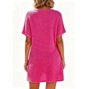 image:imageIWOLLENCE Swimsuit Coverup for Women Crochet V Neck Short Sleeve Beach Cover Up Dress with PocketsHot Pink