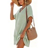 image:imageIWOLLENCE Swimsuit Coverup for Women Crochet V Neck Short Sleeve Beach Cover Up Dress with PocketsLight Green