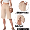 image:imageIWOLLENCE Womens Casual Summer Bermuda Shorts Side Split Button Deco Knee Length Long Shorts with PocketsCcream Apricot