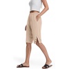 image:imageIWOLLENCE Womens Casual Summer Bermuda Shorts Side Split Button Deco Knee Length Long Shorts with PocketsCcream Apricot