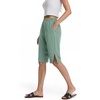 image:imageIWOLLENCE Womens Casual Summer Bermuda Shorts Side Split Button Deco Knee Length Long Shorts with PocketsCmint Green