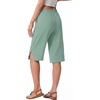 image:imageIWOLLENCE Womens Casual Summer Bermuda Shorts Side Split Button Deco Knee Length Long Shorts with PocketsCmint Green