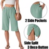image:imageIWOLLENCE Womens Casual Summer Bermuda Shorts Side Split Button Deco Knee Length Long Shorts with PocketsCmint Green