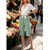 image:imageIWOLLENCE Womens Casual Summer Bermuda Shorts Side Split Button Deco Knee Length Long Shorts with PocketsCmint Green