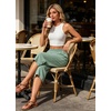 image:imageIWOLLENCE Womens Casual Summer Bermuda Shorts Side Split Button Deco Knee Length Long Shorts with PocketsCmint Green