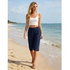 image:imageIWOLLENCE Womens Casual Summer Bermuda Shorts Side Split Button Deco Knee Length Long Shorts with PocketsCnavy Blue
