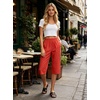 image:imageIWOLLENCE Womens Casual Summer Bermuda Shorts Side Split Button Deco Knee Length Long Shorts with PocketsCorange Red