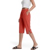 image:imageIWOLLENCE Womens Casual Summer Bermuda Shorts Side Split Button Deco Knee Length Long Shorts with PocketsCorange Red