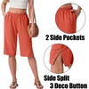 image:imageIWOLLENCE Womens Casual Summer Bermuda Shorts Side Split Button Deco Knee Length Long Shorts with PocketsCorange Red