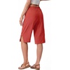 image:imageIWOLLENCE Womens Casual Summer Bermuda Shorts Side Split Button Deco Knee Length Long Shorts with PocketsCorange Red